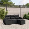 vidaXL 4 pcs conjunto de sof&aacute;s para jardim c/ almofad&otilde;es vime PE preto