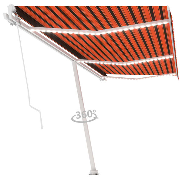 vidaXL Toldo retr&aacute;til manual com LED 600x350 cm laranja e castanho