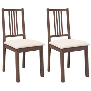 vidaXL Cadeiras de jantar com almofad&otilde;es 2 pcs madeira maci&ccedil;a castanho