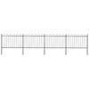 vidaXL Cerca de jardim com arco superior em a&ccedil;o 671x120 cm preta