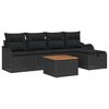 vidaXL Conjunto de Sof&aacute; de Jardim 6 unid. Preto Rattan Sint&eacute;tico