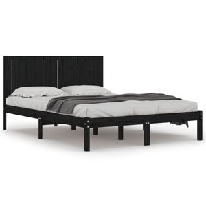 vidaXL Estrutura de cama 200x200 cm pinho maci&ccedil;o preto