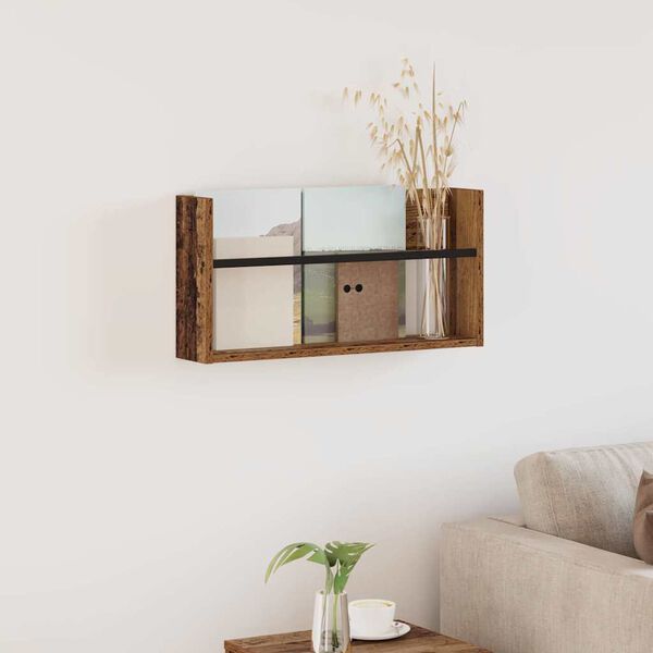 vidaXL Estante de Revistas Madeira antiga 60 x 12 x 30 cm