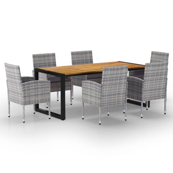 vidaXL 7 pcs conjunto de jantar para jardim cinzento