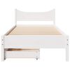 vidaXL Estrutura de cama com gavetas 75x190 cm pinho maciço branco