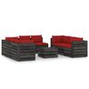vidaXL 9 pcs conj. lounge jardim + almofad&otilde;es madeira impreg. cinzento