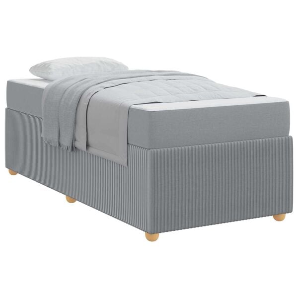 vidaXL Estrutura da Cama com colch&atilde;o Cinzento-claro 90 x 190 cm tecido