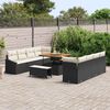 vidaXL Conjunto de Sof&aacute; de Jardim com almofada 11 pcs Preto e Creme
