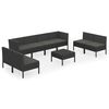vidaXL 9 pcs conjunto lounge de jardim c/ almofad&otilde;es vime PE preto