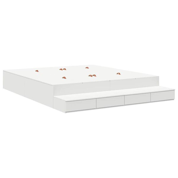 vidaXL Estrado de cama com arruma&ccedil;&atilde;o Branco 200 cm Madeira processada