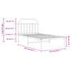 vidaXL Estrutura de cama em metal com cabeceira 107x203 cm branco