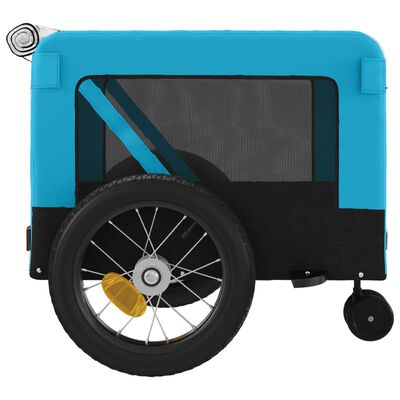 vidaXL Reboque de bicicleta p/ animais tecido oxford/ferro azul/preto