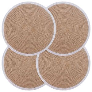 vidaXL Sousplat de Juta 4 unid. Natural e Branco 100% Juta Tossa