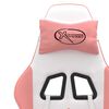 vidaXL Cadeira gaming girat&oacute;ria couro artificial branco e rosa