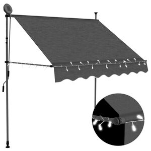 vidaXL Toldo retr&aacute;til manual com LED 200 cm antracite