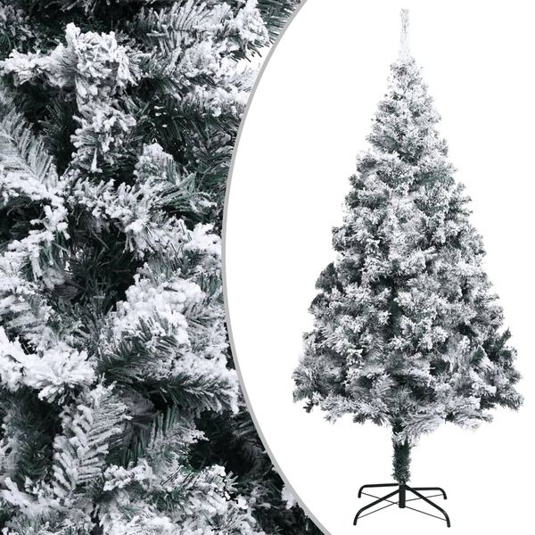 vidaXL Árvore de Natal artificial com flocos de neve 400 cm PVC verde
