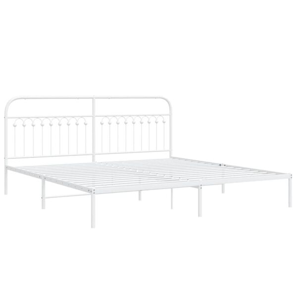 vidaXL Estrutura de cama com cabeceira 193x203 cm metal branco