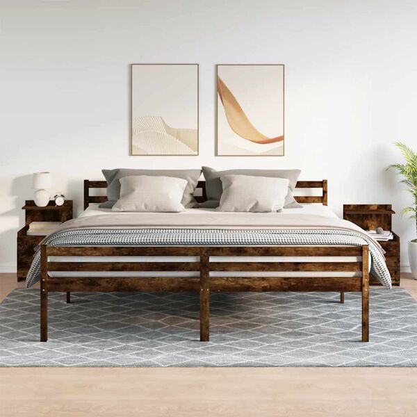 vidaXL Mesas de cabeceira 2 pe&ccedil;as com 2 gavetas carvalho fumado 40x36,5x62 cm