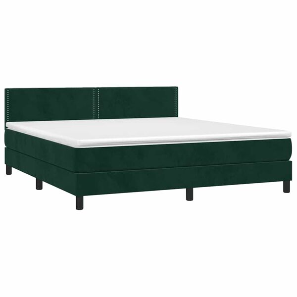vidaXL Cama com molas/colch&atilde;o 180x200 cm veludo verde-escuro