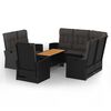 vidaXL 4 pcs conjunto lounge de jardim c/ almofad&otilde;es vime PE preto
