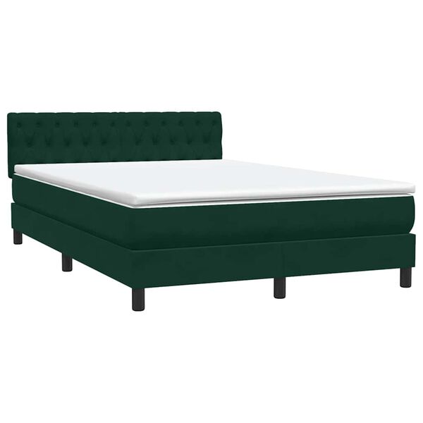 vidaXL Cama com molas/colch&atilde;o 160x220 cm veludo verde-escuro