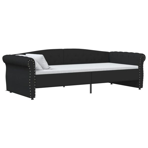 vidaXL Sof&aacute;-cama c/ sa&iacute;da USB 90x200 cm tecido preto