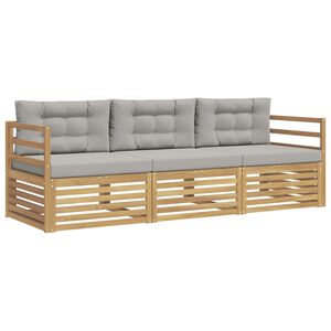 vidaXL Conjunto de Sof&aacute;s para Exterior 3 unid. Branco e Cinzento-Claro