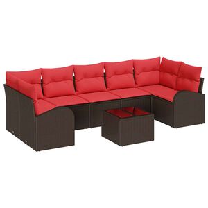 vidaXL Conjunto de Sof&aacute; de Jardim Marrom e Vermelho 55 x 55 x 37 cm