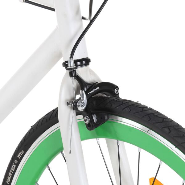 vidaXL Bicicleta de mudan&ccedil;as fixas 700c 59 cm branco e verde