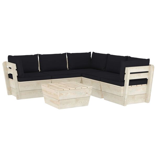 vidaXL 6 pcs conjunto lounge de paletes + almofad&otilde;es madeira de abeto