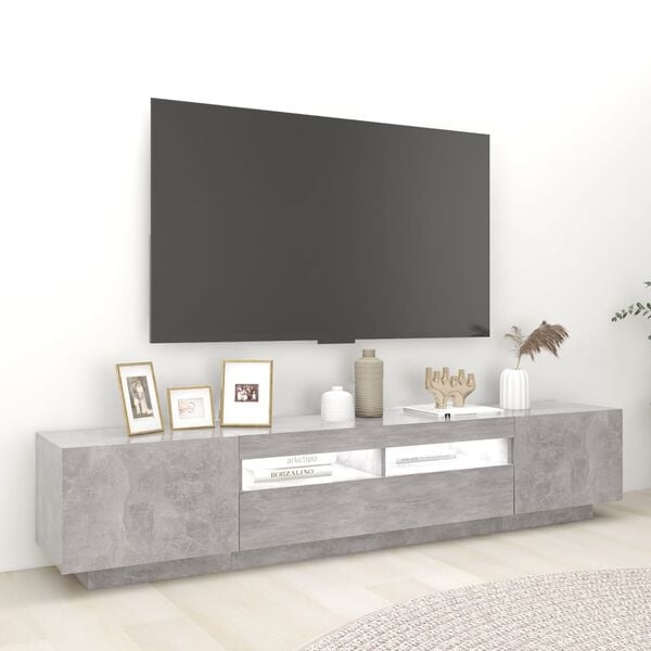 vidaXL Móvel de TV com luzes LED 200x35x40 cm cinzento cimento