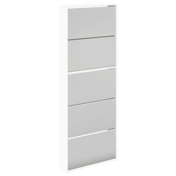 vidaXL Sapateira de 5 divis&oacute;rias com espelho 63x17x169,5 cm branco