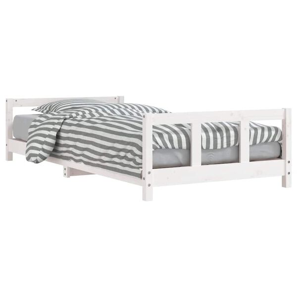 vidaXL Estrutura de cama infantil 90x190 cm pinho maci&ccedil;o branco