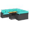 vidaXL 9 pcs conjunto de sof&aacute;s p/ jardim c/ almofad&otilde;es vime PE preto