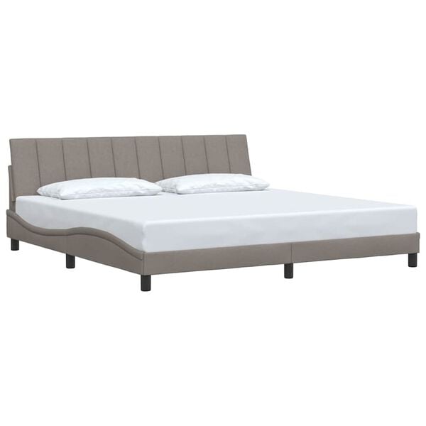 vidaXL Estrutura de cama sem colch&atilde;o Hanko 200x200 cm tecido cinzento-acastanhado