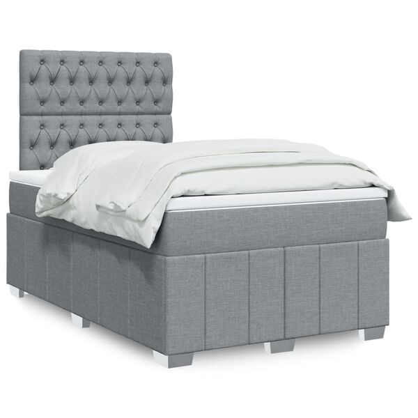 vidaXL Cama boxspring com colch&atilde;o 120x190 cm tecido cinzento-claro