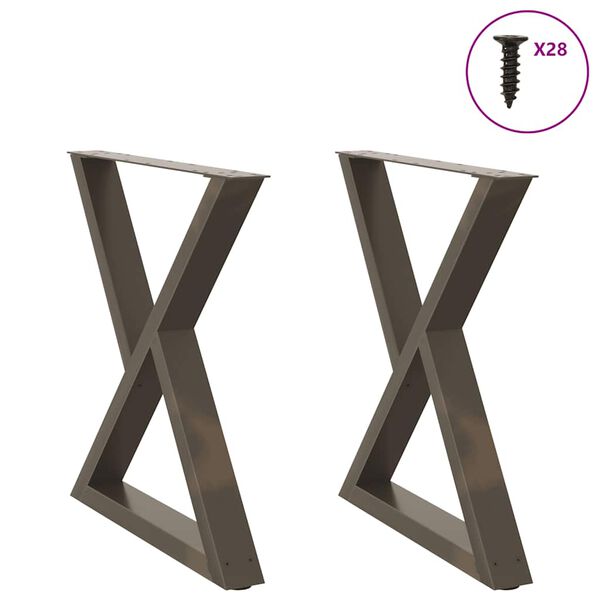 vidaXL P&eacute;s para mesa de jantar 2 pe&ccedil;as a&ccedil;o natural 70x(72-73,3) cm a&ccedil;o