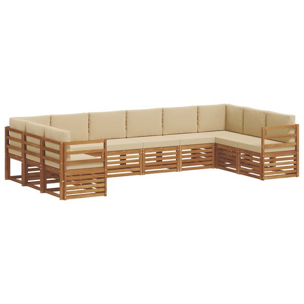 vidaXL Conjunto de Sof&aacute; Sectional com almofada 10 pcs Natural e Bege