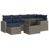 vidaXL 7 pcs conjunto sof&aacute;s jardim almofad&otilde;es vime PE/ac&aacute;cia cinzento