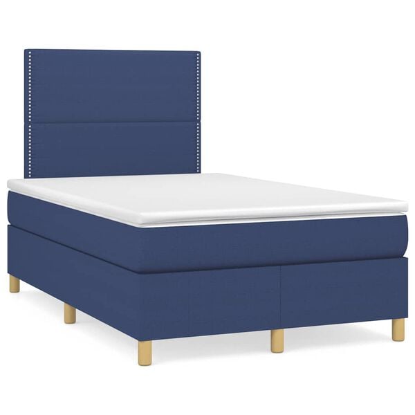 vidaXL Cama boxspring com colch&atilde;o 120x190 cm tecido azul