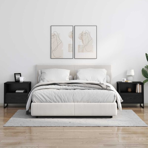 vidaXL Mesa-de-cabeceira com gaveta Carvalho Preto 50 x 39,5 x 50 cm