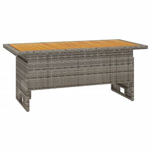 vidaXL Mesa de jardim 100x50x43/63 cm ac&aacute;cia maci&ccedil;a/vime PE cinza