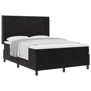 vidaXL Cama Box com colch&atilde;o com cabeceira Preto 140 x 190 cm Veludo