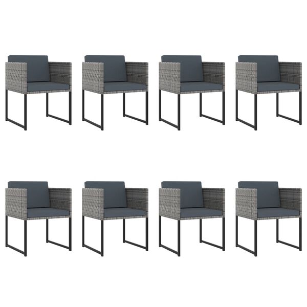 vidaXL 13 pcs conjunto jantar exterior com almofad&otilde;es vime PE cinzento