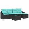 vidaXL Conjunto de Sof&aacute;s com almofada 6 pcs Preto vime PE