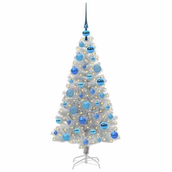 vidaXL &Aacute;rvore de Natal com 150 LEDs com suporte Prateado 120 cm PET