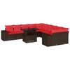 vidaXL Conjunto de sof&aacute; de jardim com 11 pe&ccedil;as e almofadas em rattan sint&eacute;tico marrom