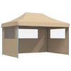 vidaXL Tenda para festas pop-up dobr&aacute;vel com 3 paredes laterais bege
