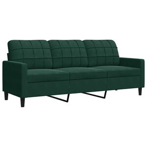 vidaXL Sof&aacute; de 3 lugares 180 cm veludo verde-escuro