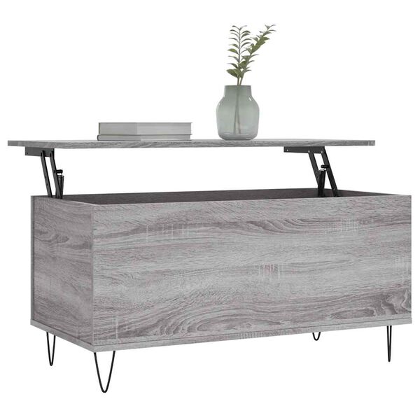 vidaXL Mesa de centro 90x44,5x45 cm derivados de madeira cinza sonoma